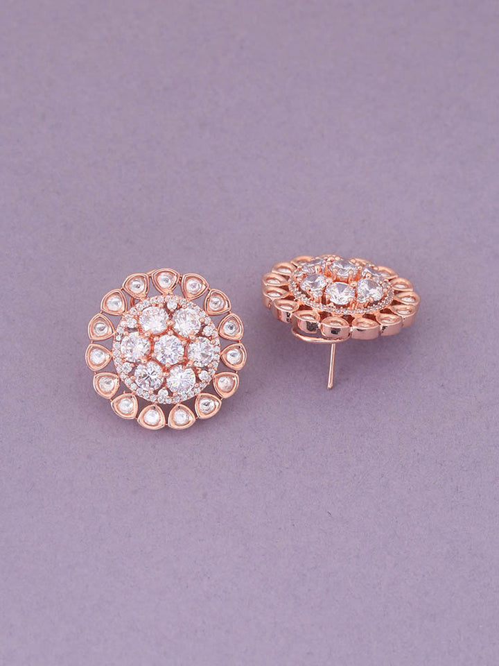 Rose Gold Paisley Zirconia Studs