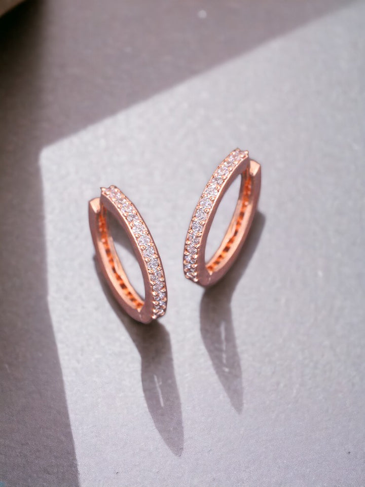 Rose Gold Pansy Zirconia Hoops