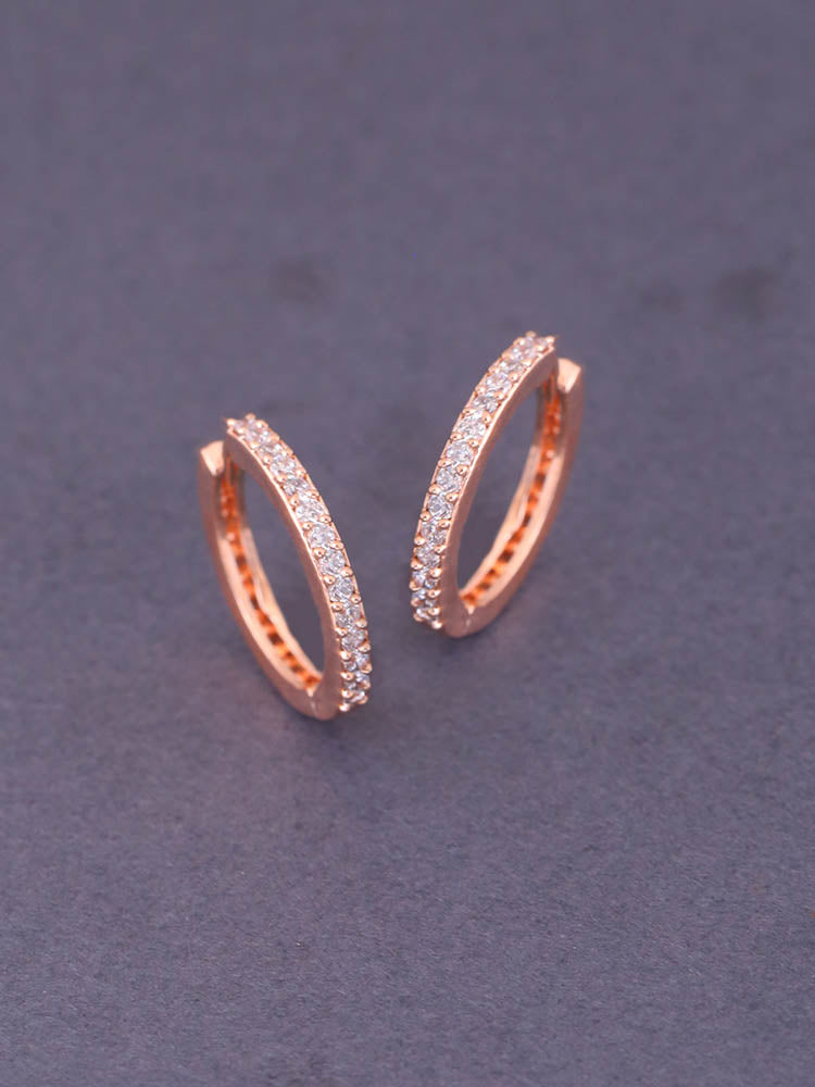 Rose Gold Pansy Zirconia Hoops