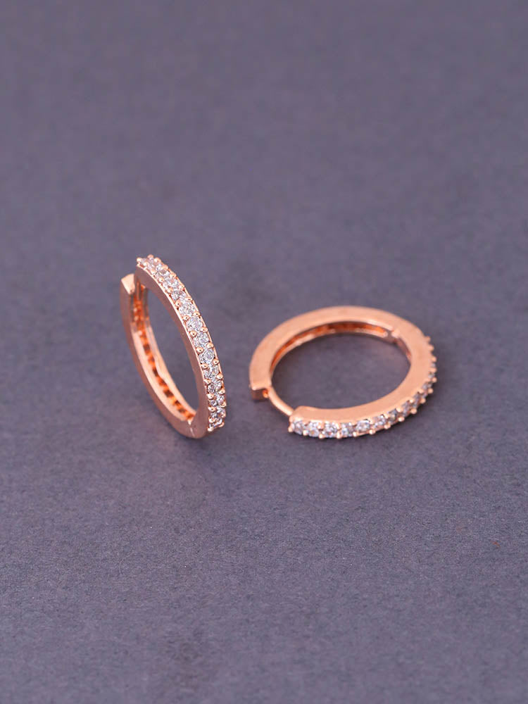 Rose Gold Pansy Zirconia Hoops