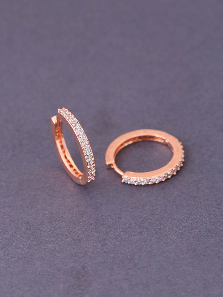 Rose Gold Pansy Zirconia Hoops