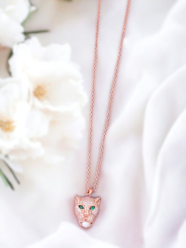 Rose Gold Panther Pendant Necklace