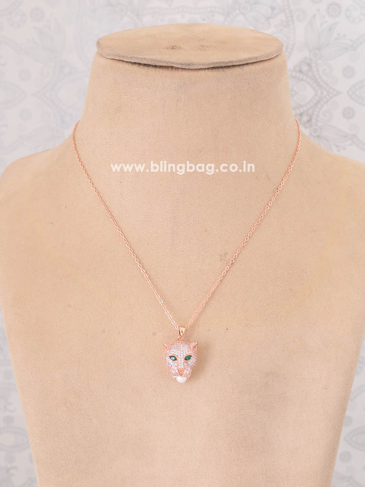 Rose Gold Panther Pendant Necklace