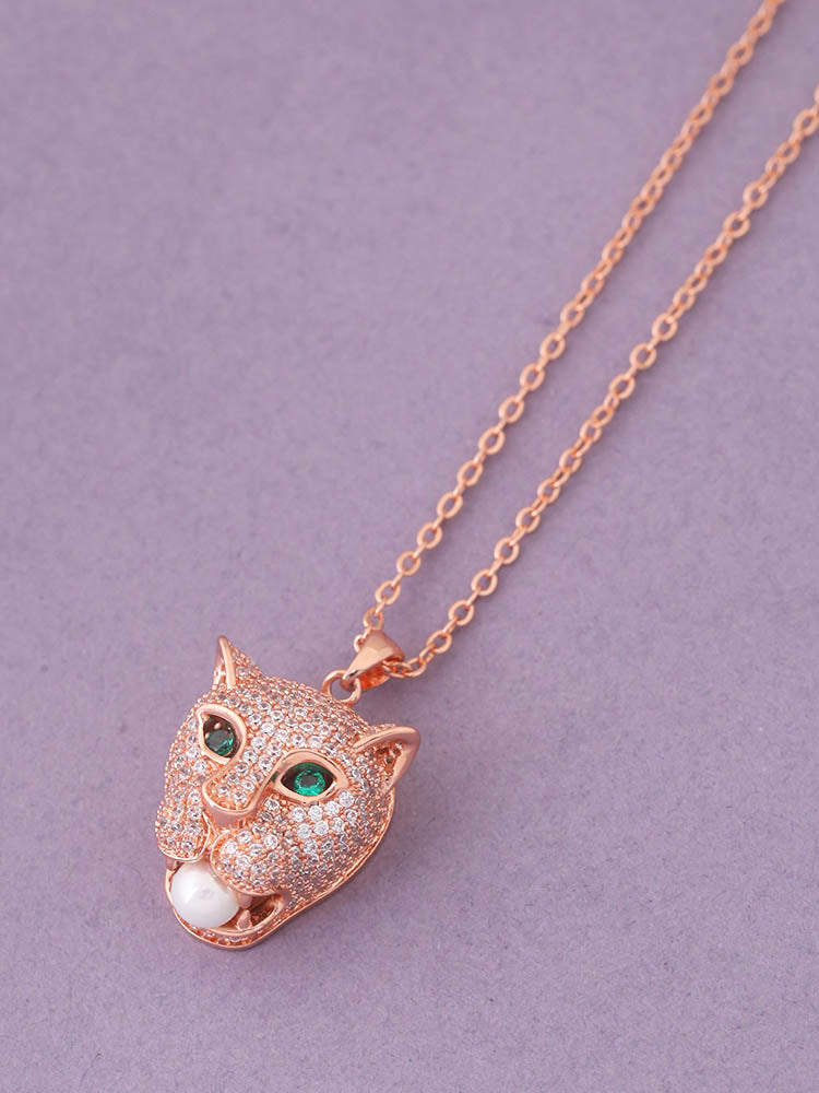 Rose Gold Panther Pendant Necklace