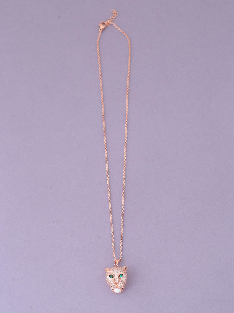 Rose Gold Panther Pendant Necklace
