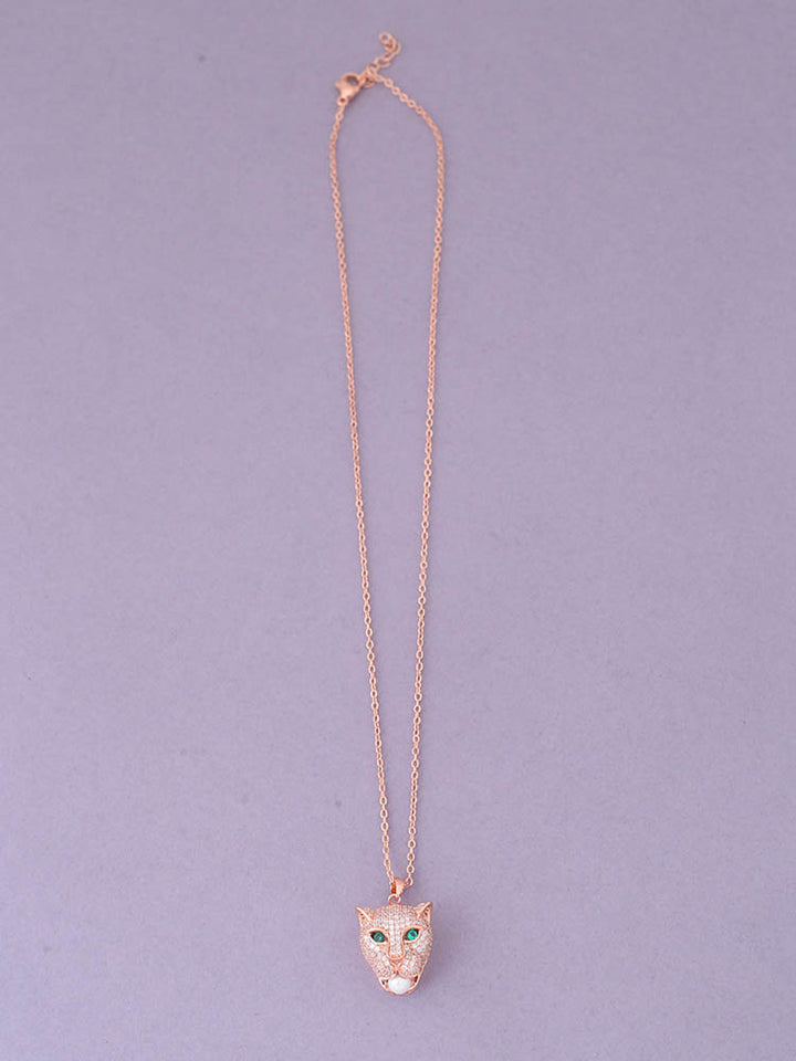 Rose Gold Panther Pendant Necklace
