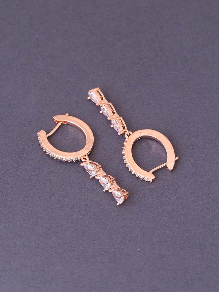 Rose Gold Paris Zirconia Danglers