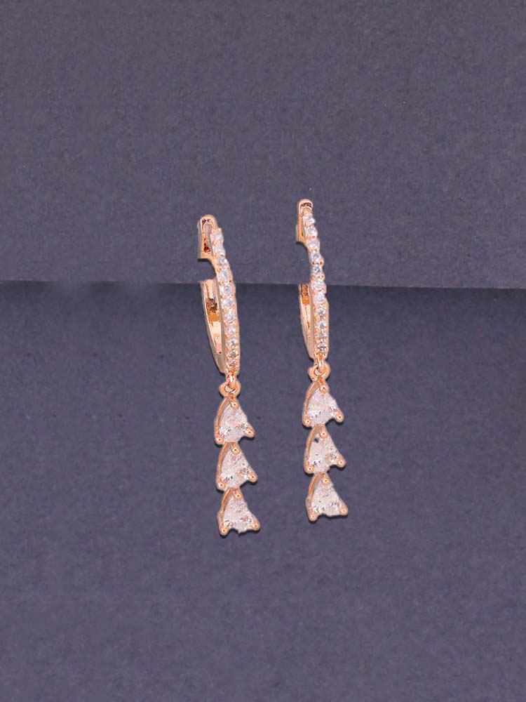 Rose Gold Paris Zirconia Danglers