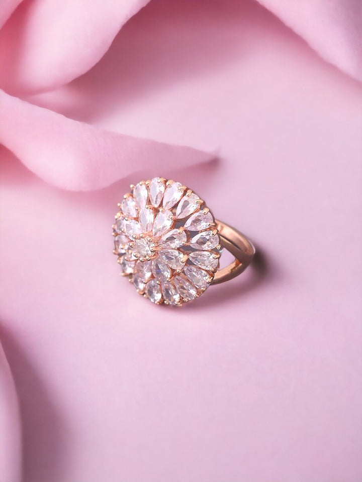 Rose Gold Poorvi Zirconia Ring - EOSS
