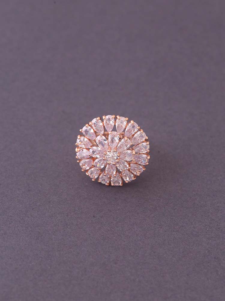 Rose Gold Poorvi Zirconia Ring - EOSS