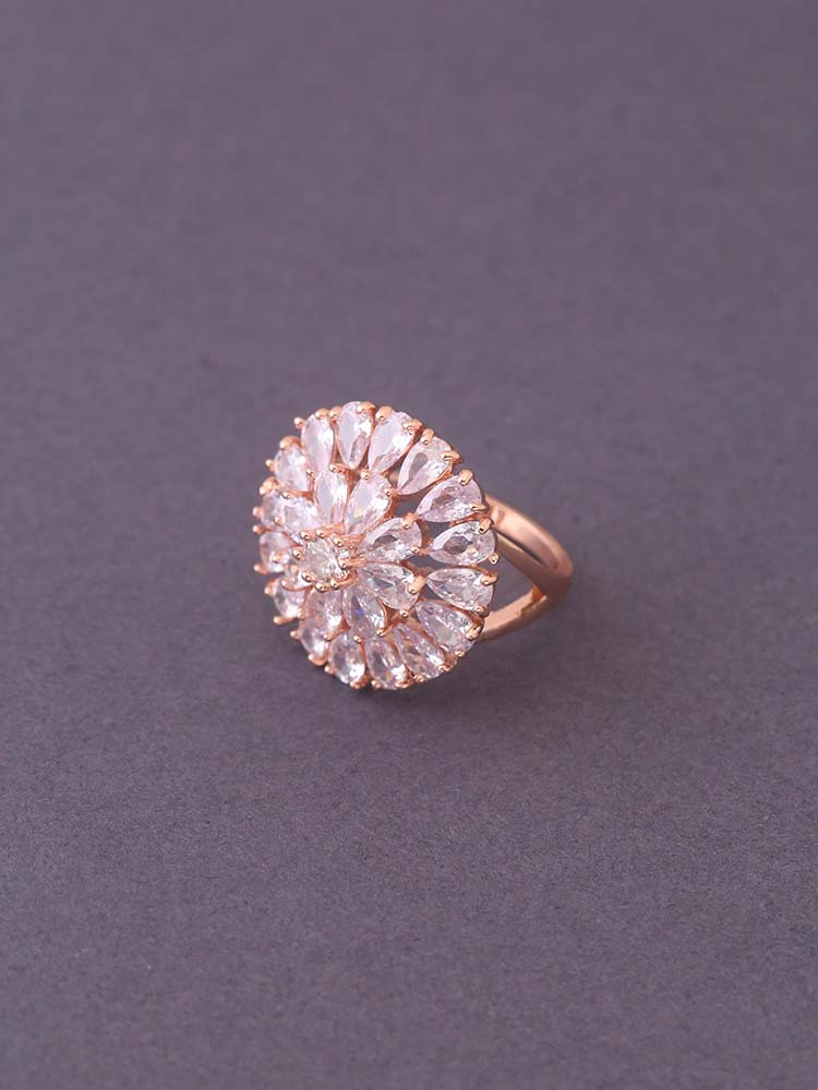 Rose Gold Poorvi Zirconia Ring - EOSS