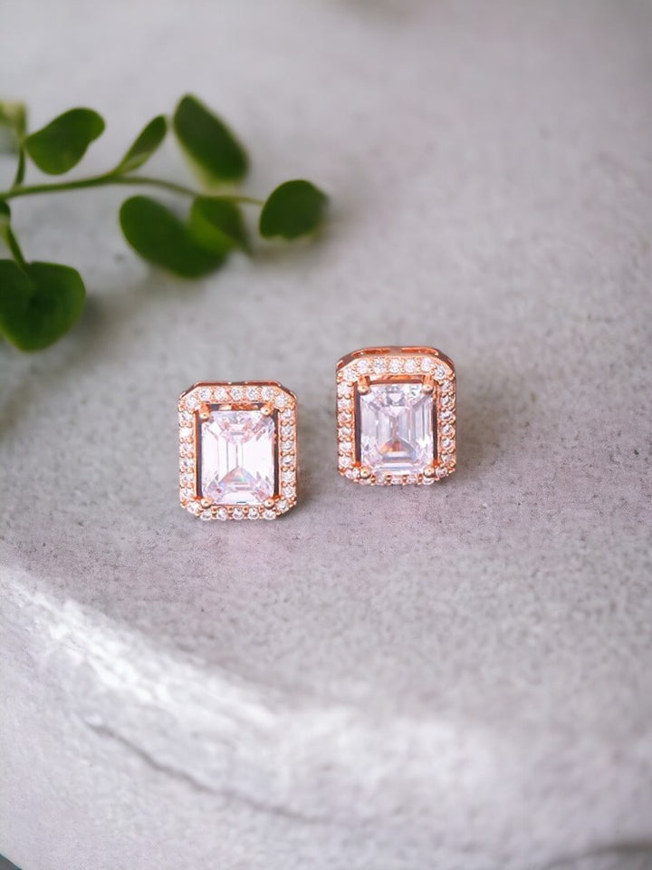 Rose Gold Shiba Zirconia Studs