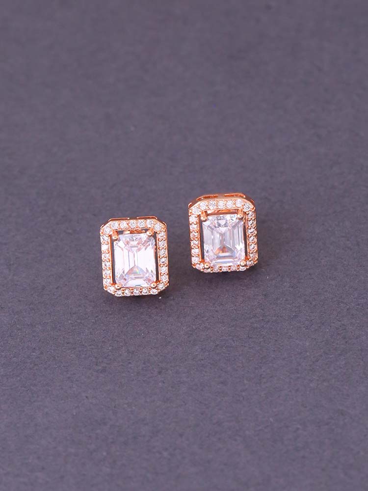Rose Gold Shiba Zirconia Studs