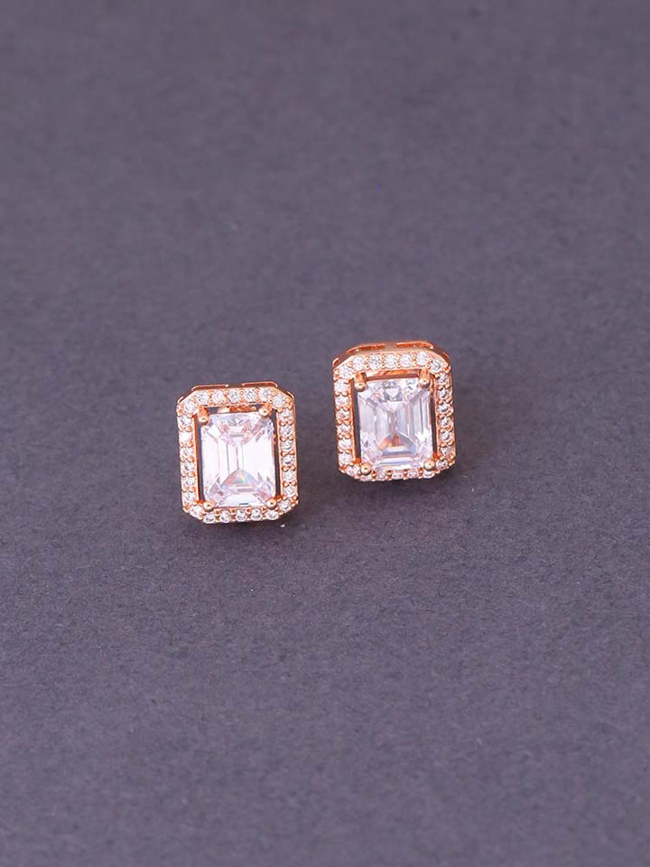 Rose Gold Shiba Zirconia Studs