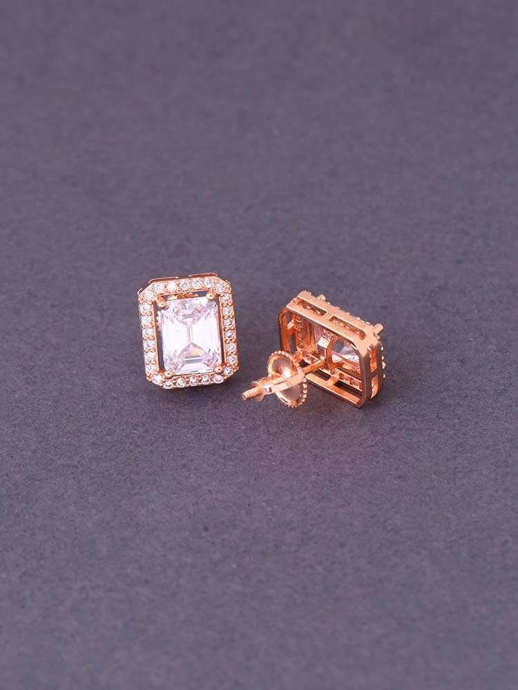 Rose Gold Shiba Zirconia Studs