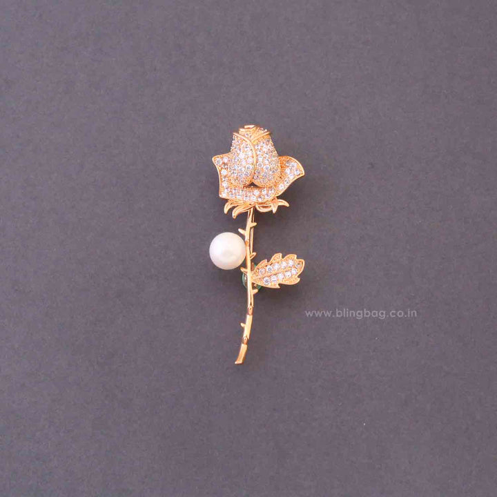 Rose Gold Sparkle Rose Brooch