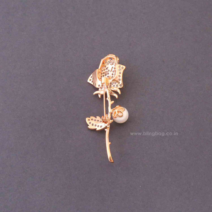 Rose Gold Sparkle Rose Brooch