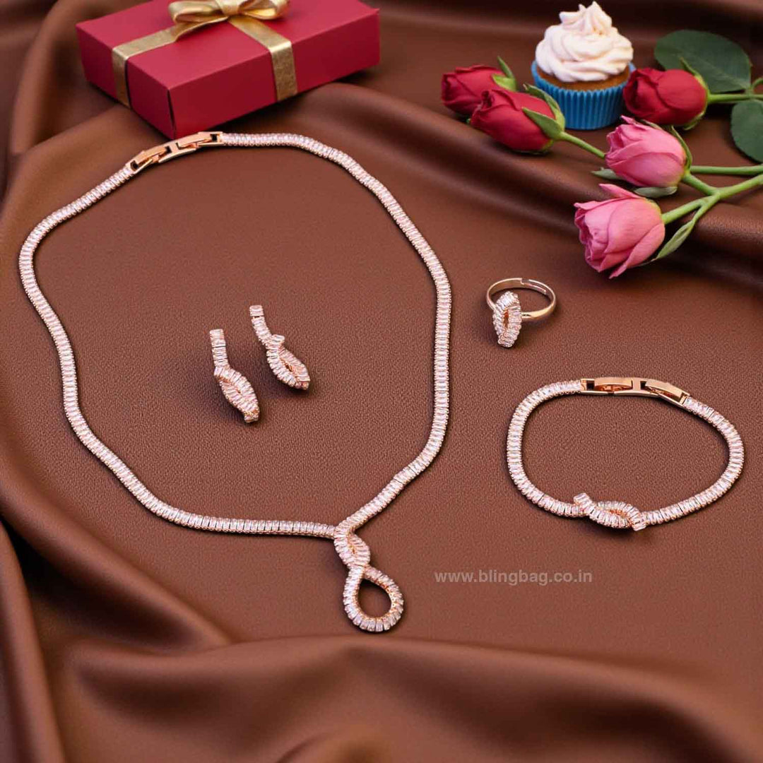 Rose Gold Stellaa Zirconia Combo Set