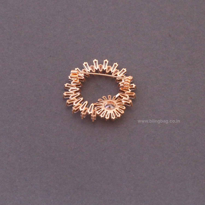Rose Gold Sunburst Brooch