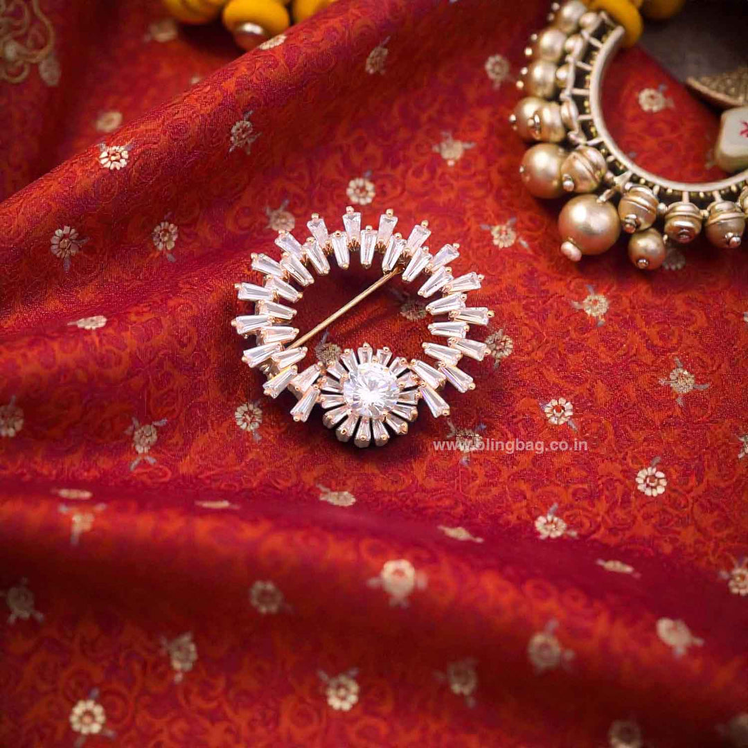 Rose Gold Sunburst Brooch