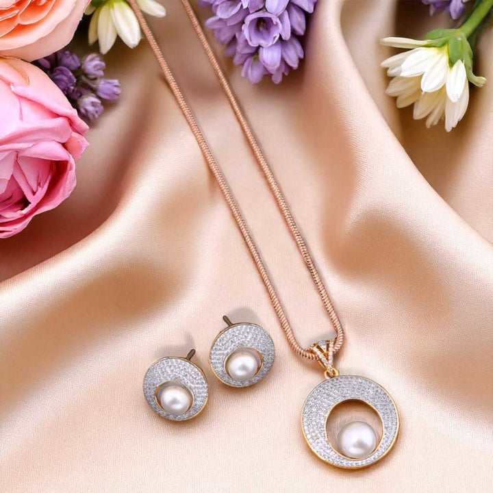 Rose Gold Tillie Zirconia Pendant Set