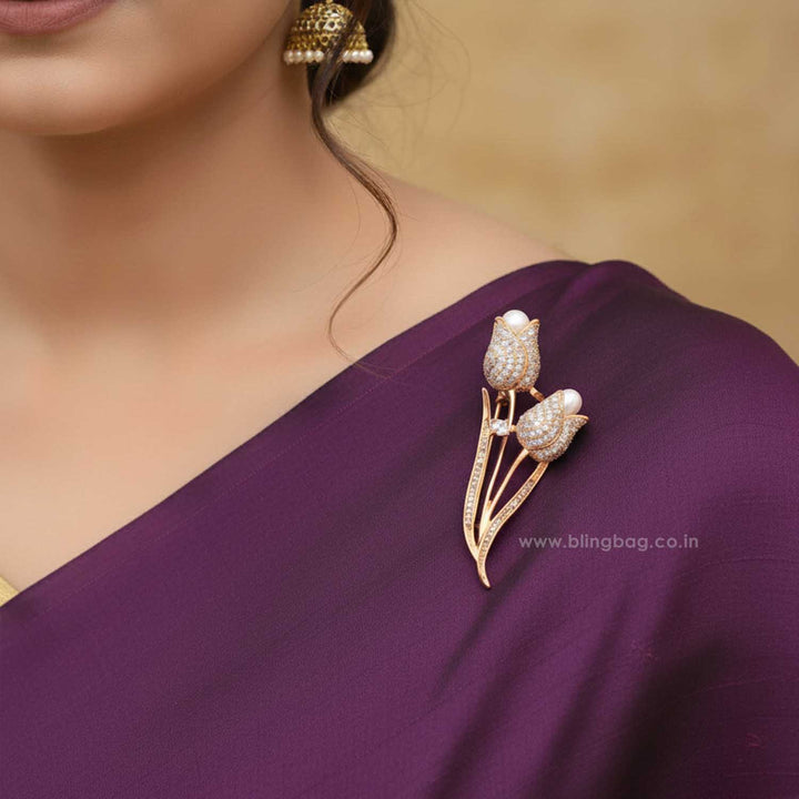 Rose Gold Tulip Brooch