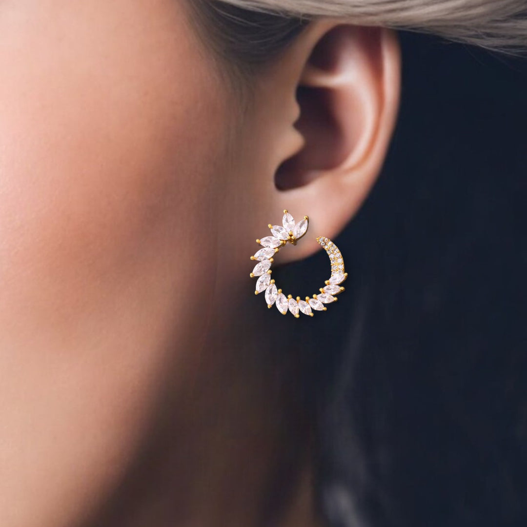 Golden Vismita Zirconia Stud Earrings