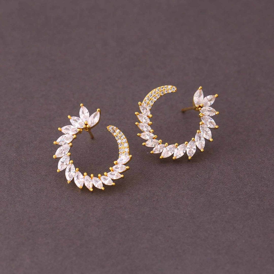 Golden Vismita Zirconia Stud Earrings