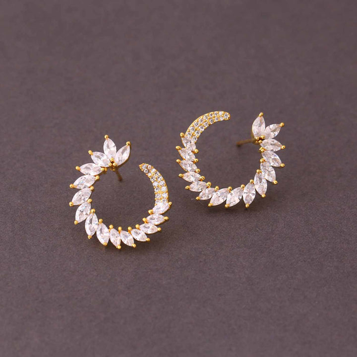Golden Vismita Zirconia Stud Earrings