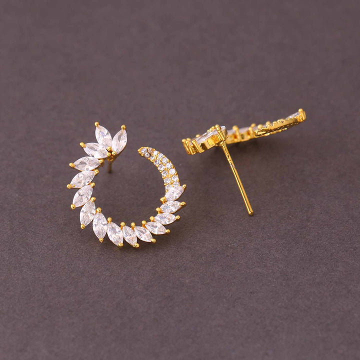 Golden Vismita Zirconia Stud Earrings