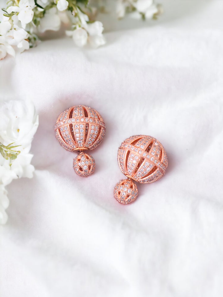 Rose Gold Ziggy Zirconia Studs - EOSS