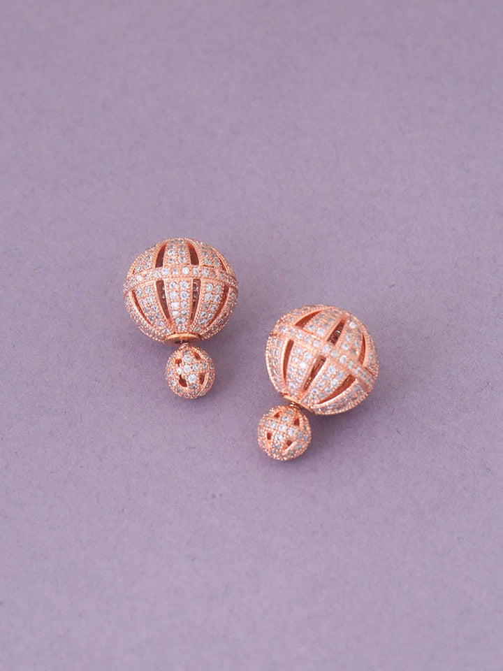 Rose Gold Ziggy Zirconia Studs - EOSS