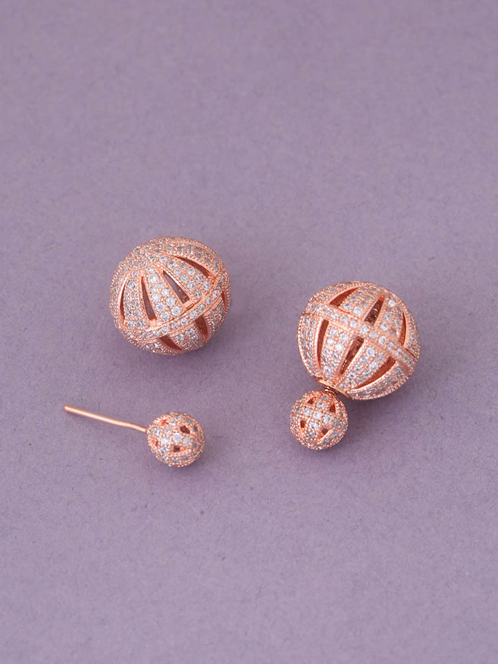 Rose Gold Ziggy Zirconia Studs - EOSS