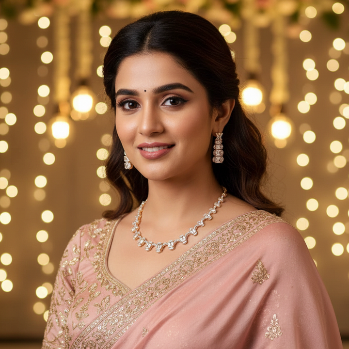 Golden Rivka Zirconia Jewellery Set