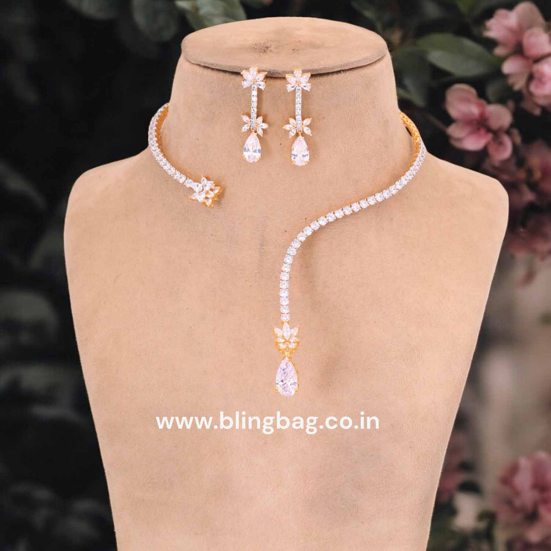 Golden Zaylee Hasli Zirconia Jewellery Set
