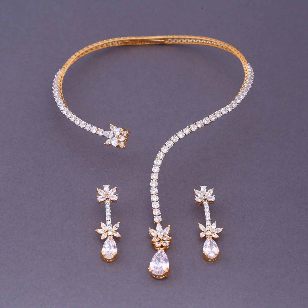 Golden Zaylee Hasli Zirconia Jewellery Set
