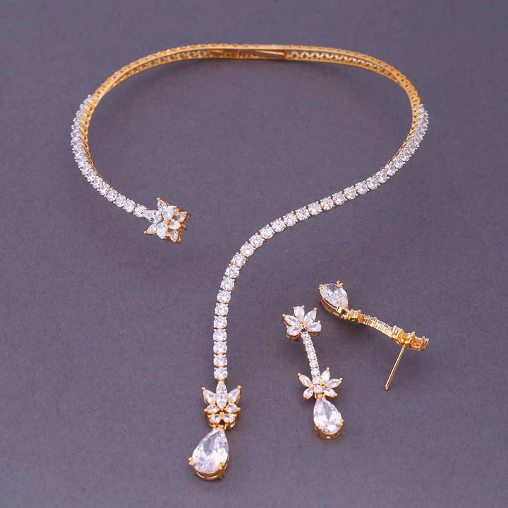 Golden Zaylee Hasli Zirconia Jewellery Set