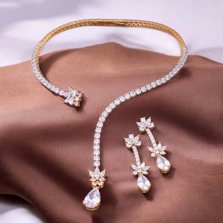 Golden Zaylee Hasli Zirconia Jewellery Set