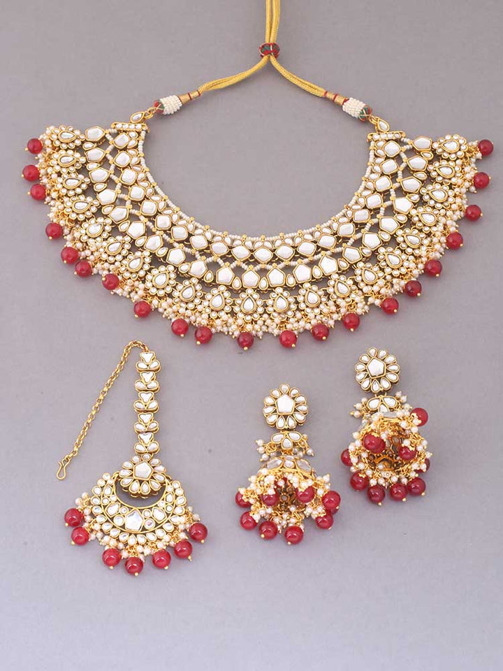 Ruby Abhaya Kundan Jewellery Set