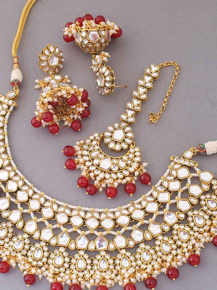 Ruby Abhaya Kundan Jewellery Set