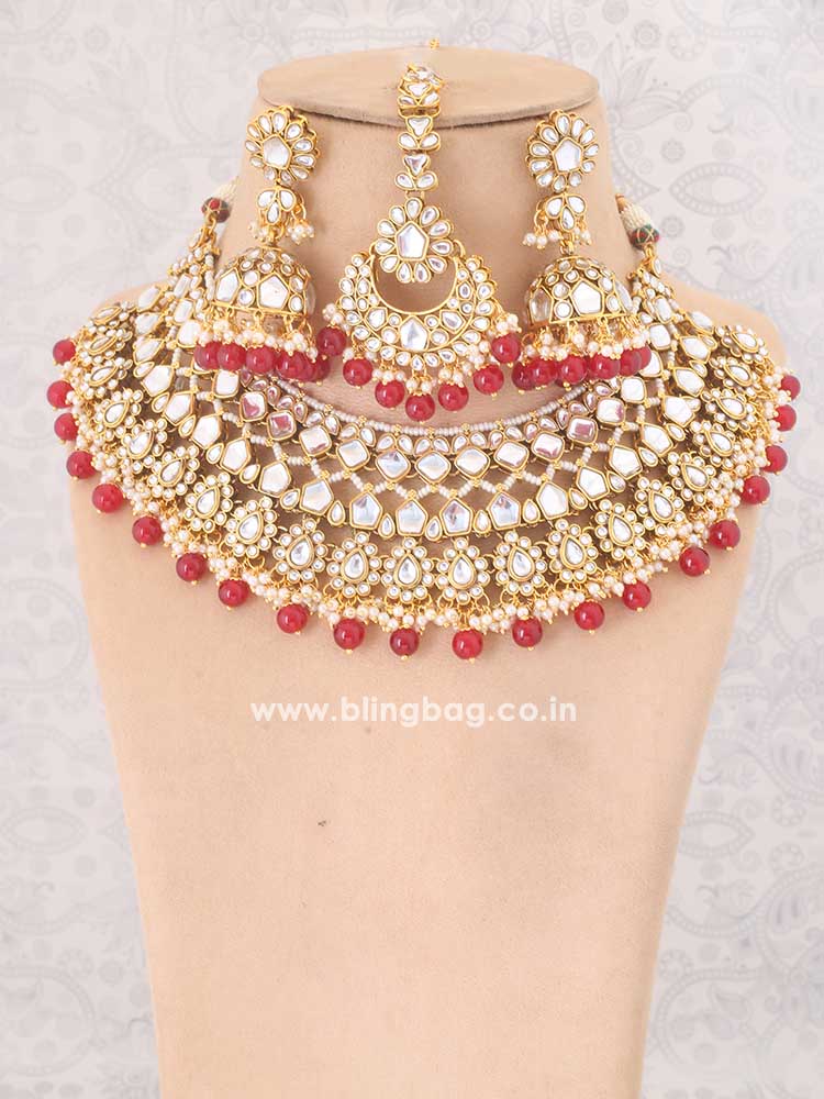Ruby Abhaya Kundan Jewellery Set