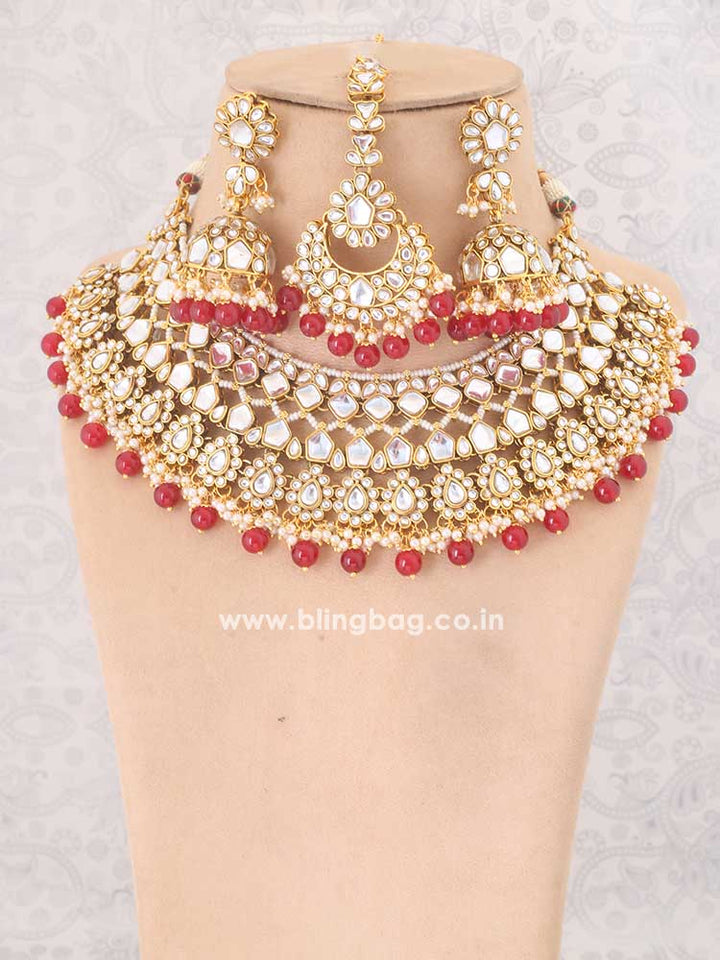 Ruby Abhaya Kundan Jewellery Set