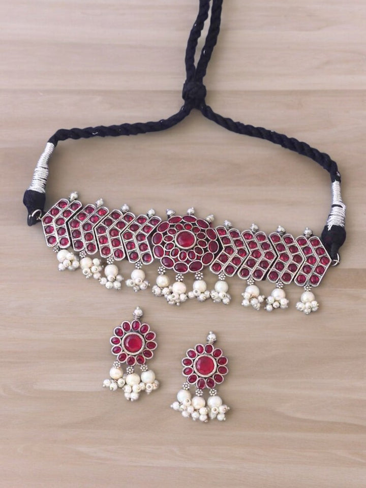 Ruby Anvithaa Oxidised Jewellery Set