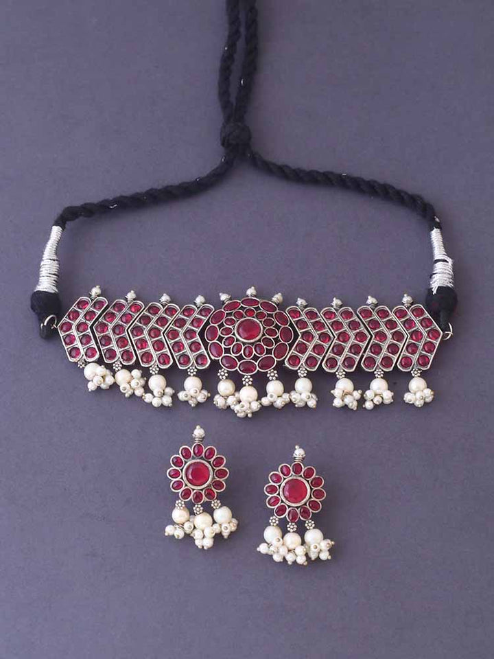 Ruby Anvithaa Oxidised Jewellery Set