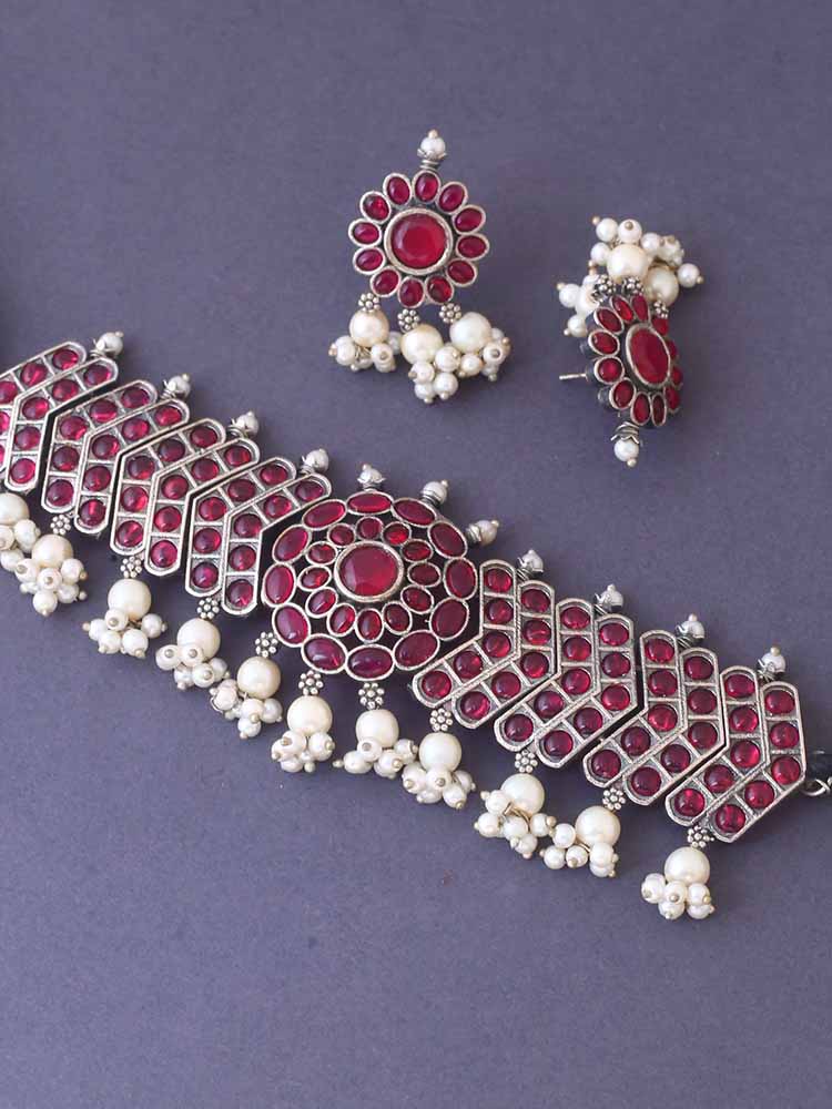 Ruby Anvithaa Oxidised Jewellery Set