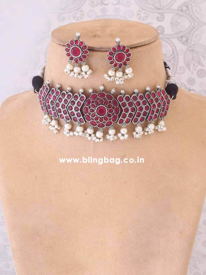 Ruby Anvithaa Oxidised Jewellery Set