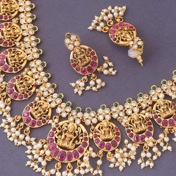 Ruby Bhuvaneshwari Temple Jewellery Set