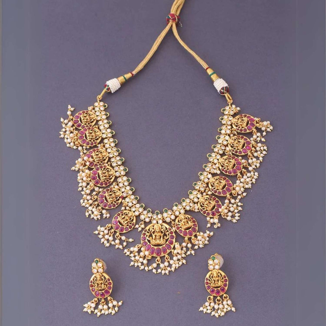 Ruby Bhuvaneshwari Temple Jewellery Set