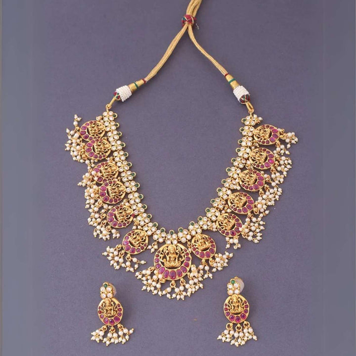Ruby Bhuvaneshwari Temple Jewellery Set