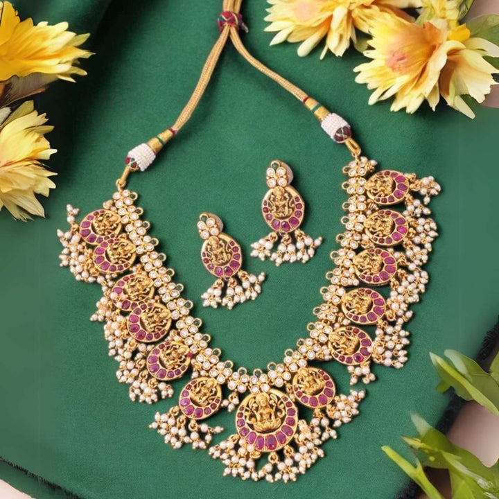 Ruby Bhuvaneshwari Temple Jewellery Set